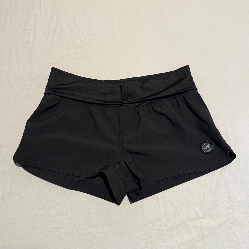 Surf‎ Style Womens Black Athletic Shorts Size M Foldover Waist Running Gym